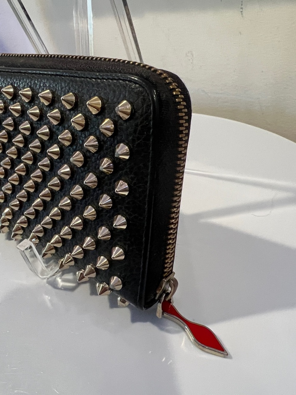 Christian Louboutin Pannetone Black Spiked Long Zippy Wallet - Picture 4 of 12